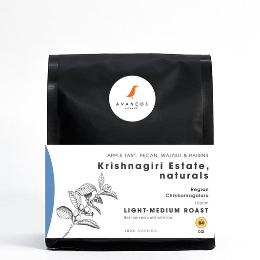 KRISHNAGIRI ESTATE - SINGLE ORIGIN -  NATURALS - LIGHT-MEDIUM ROAST - 100% ARABICA - WHOLE BEAN & GROUND COFFEE