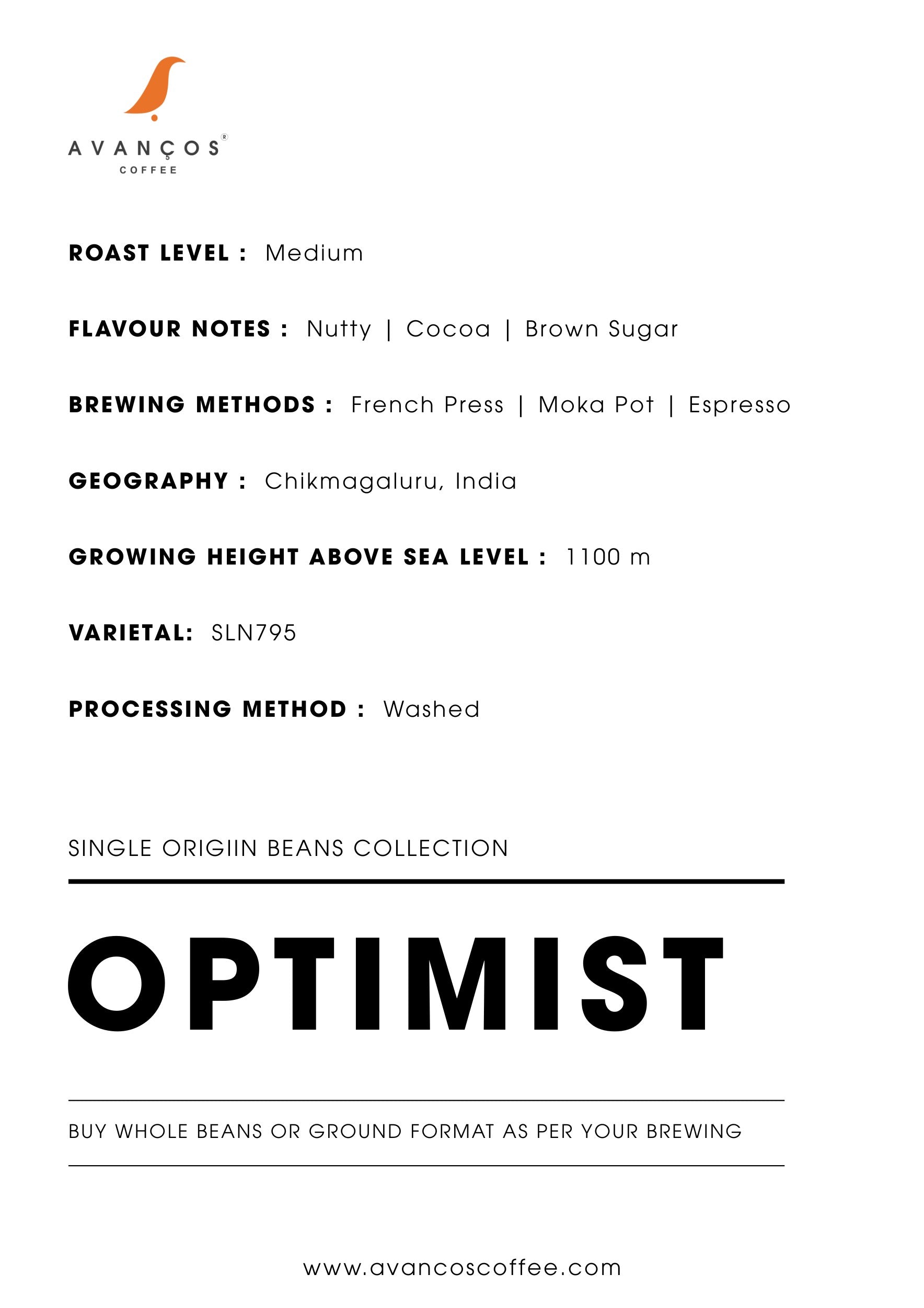 OPTIMIST - Nutty, Cocoa, Brown Sugar - Wash Processed - Medium Roast