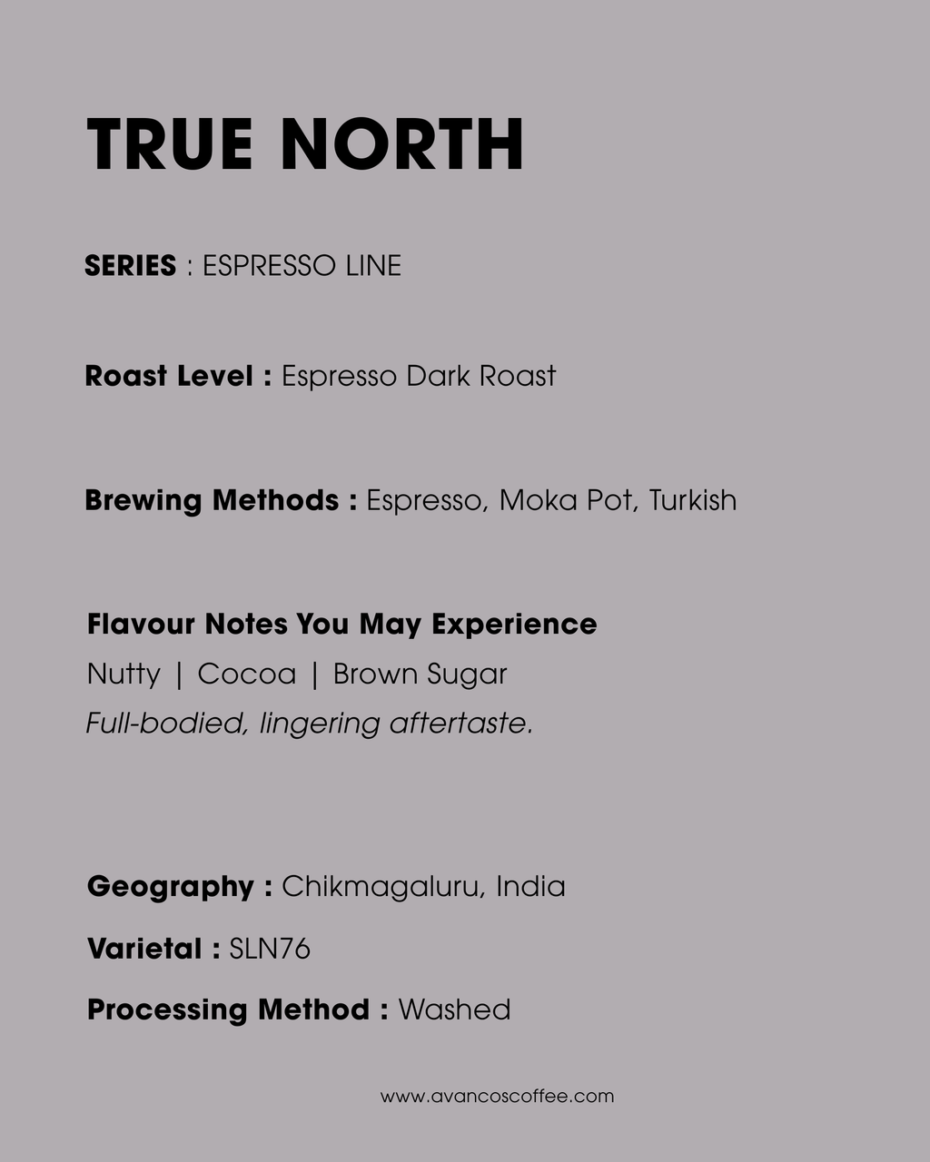 TRUE NORTH - ESPRESSO ROAST - 100% ARABICA