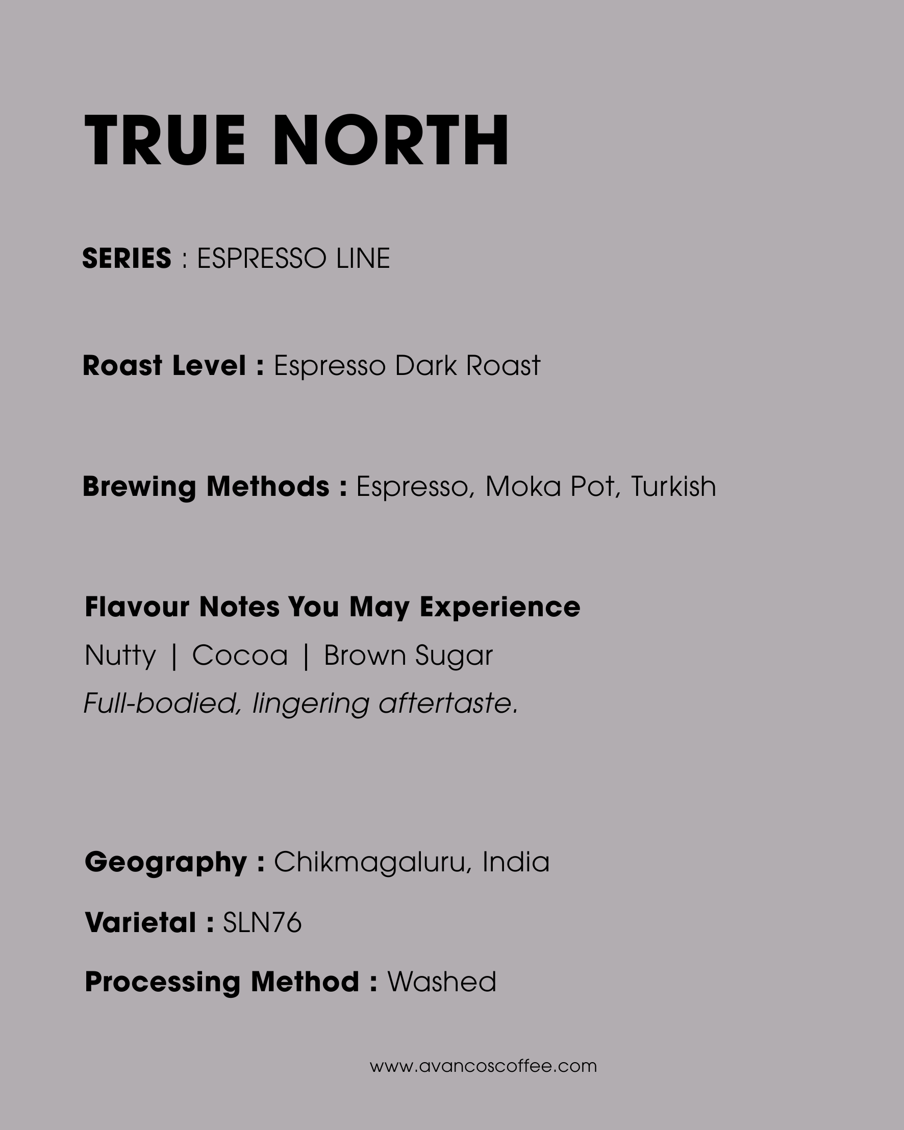 TRUE NORTH - ESPRESSO ROAST - 100% ARABICA