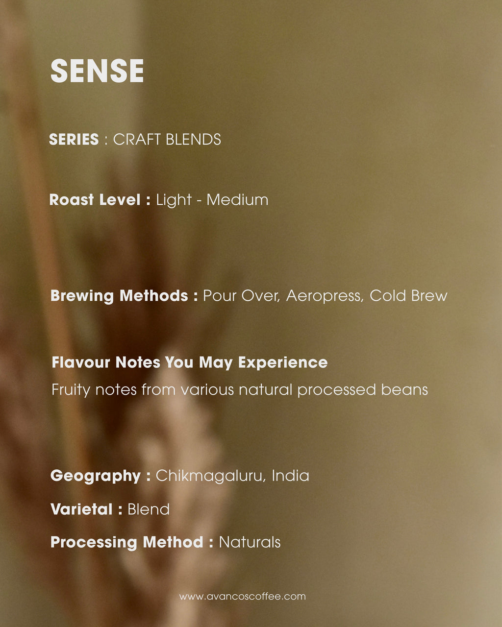 SENSE - CRAFT BLEND - NATURALS - 100% ARABICA